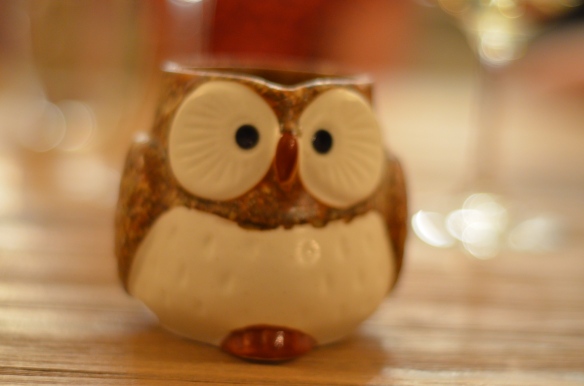 Duck Pho in owl mug